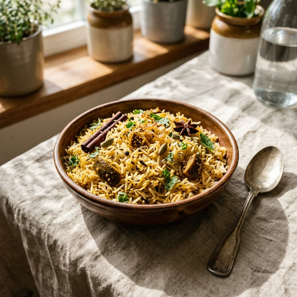 Achari Pulao - nutrition facts and calorie information